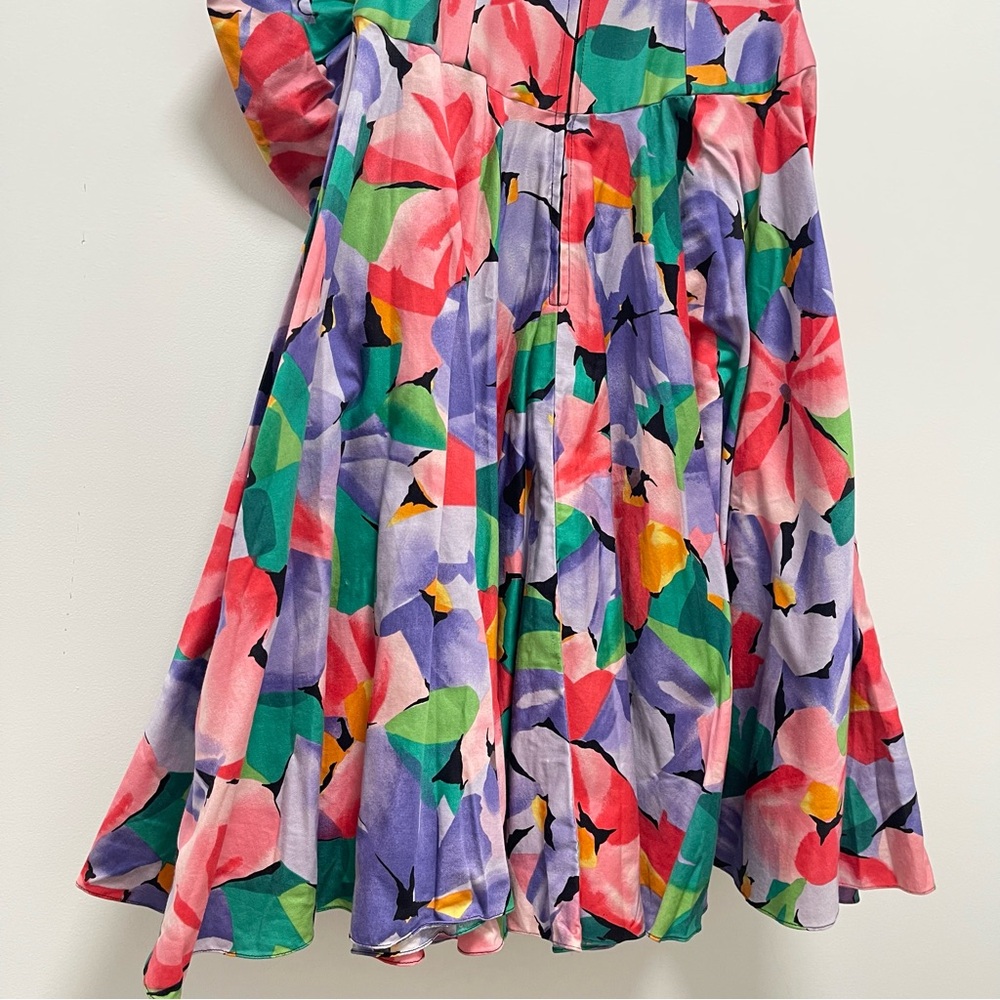 Vintage 1990s A.J. Bari For Neiman Marcus Pink Floral Strapless Bow Dress Size 4 - Picture 10 of 11